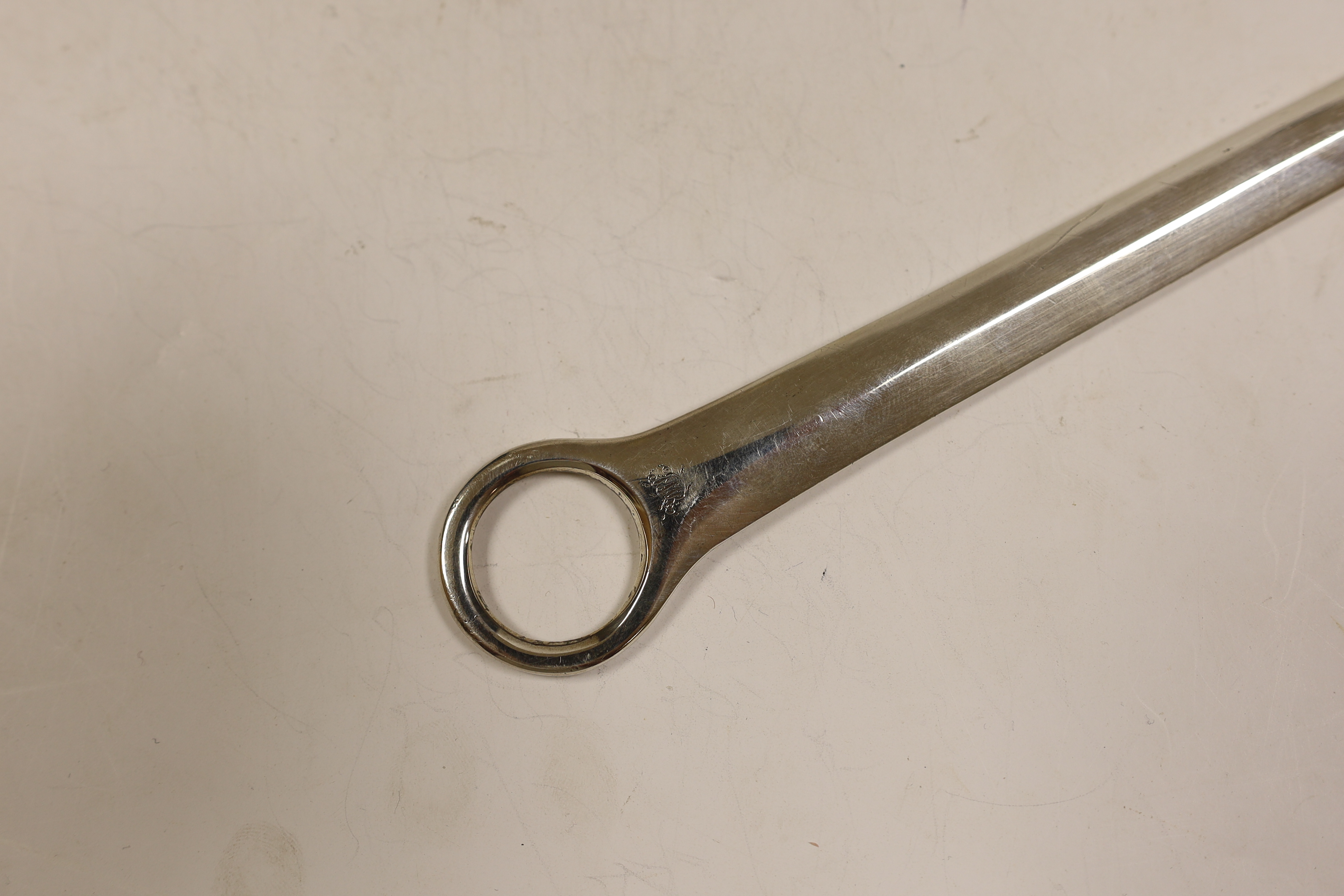 A George III silver meat skewer, London, 1803, 35.3cm.